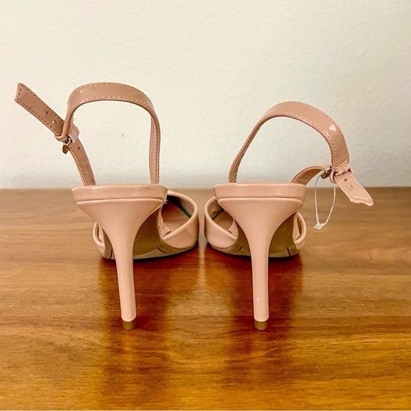 ‼️SALE‼️ NWOT Marc Fisher Davon Pointy Toe Sling-Back Pump Heels Nude Patent - Picture 5 of 10